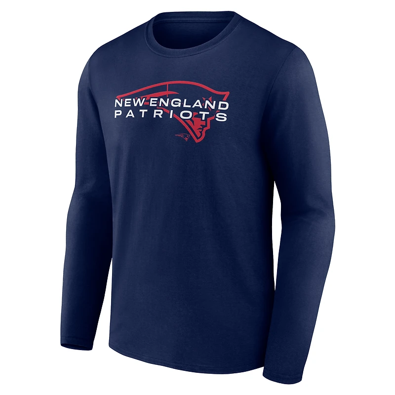 Men's  Navy New England Patriots Advance To Victory Long Sleeve T-Shirt