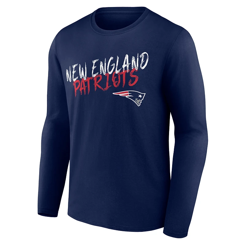 Men's Navy New England Patriots Hustle Long Sleeve T-Shirt