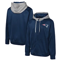 Men's Navy New England Patriots Replay Fashion Graphic Full-Zip Hoodie Jacket