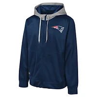 Men's Navy New England Patriots Replay Fashion Graphic Full-Zip Hoodie Jacket