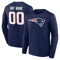 Men's Navy New England Patriots Team Authentic Personalized Name & Number Long Sleeve T-Shirt