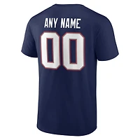 T-shirt authentique personnalisé avec nom et numéro de l'équipe des New England Patriots, bleu marine, pour homme