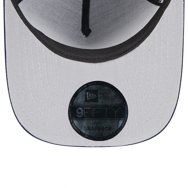 Casquette snapback New Era 9FIFTY A-Frame noire/bleu marine pour homme, New England Patriots, draft NFL 2025