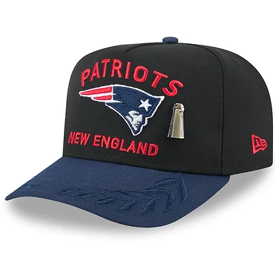 Men's New Era Black/Navy England Patriots 2025 NFL Draft On Stage A-Frame 59FIFTY Fitted Hat