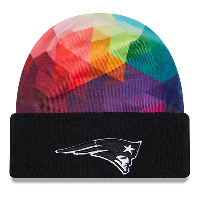 Bonnet en tricot à revers NFL Crucial Catch New Era noir pour hommes des New England Patriots 2023