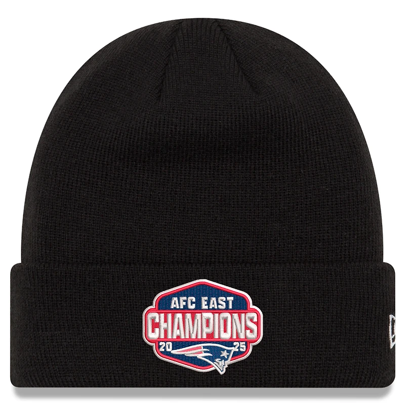 Men's New Era Black New England Patriots 2025 AFC East Division Champions Cuffed Knit Hat