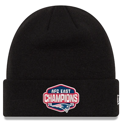 Men's New Era Black New England Patriots 2025 AFC East Division Champions Cuffed Knit Hat