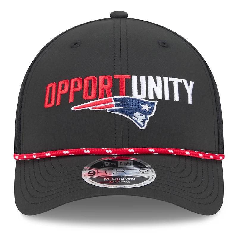 Casquette ajustable New Era noire pour homme New England Patriots 2025 Inspire Change 9FORTY M-Crown