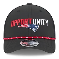 Casquette ajustable New Era noire pour homme New England Patriots 2025 Inspire Change 9FORTY M-Crown