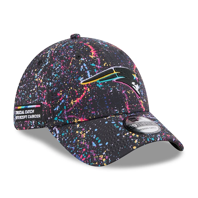 Casquette New Era noire England Patriots 2025 NFL Crucial Catch 39THIRTY Flex pour homme