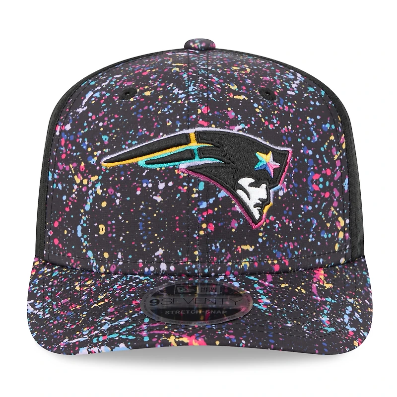 Casquette ajustable New Era noire New England Patriots 2025 NFL Crucial Catch 9SEVENTY pour homme