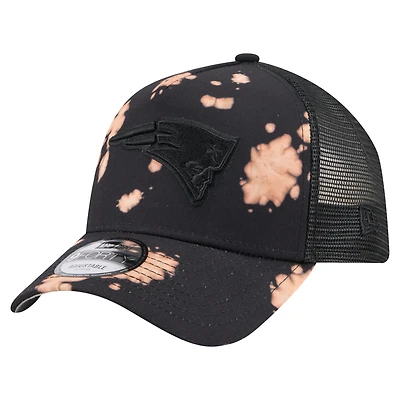 Casquette ajustable New Era noire New England Patriots 9FORTY décolorée pour homme