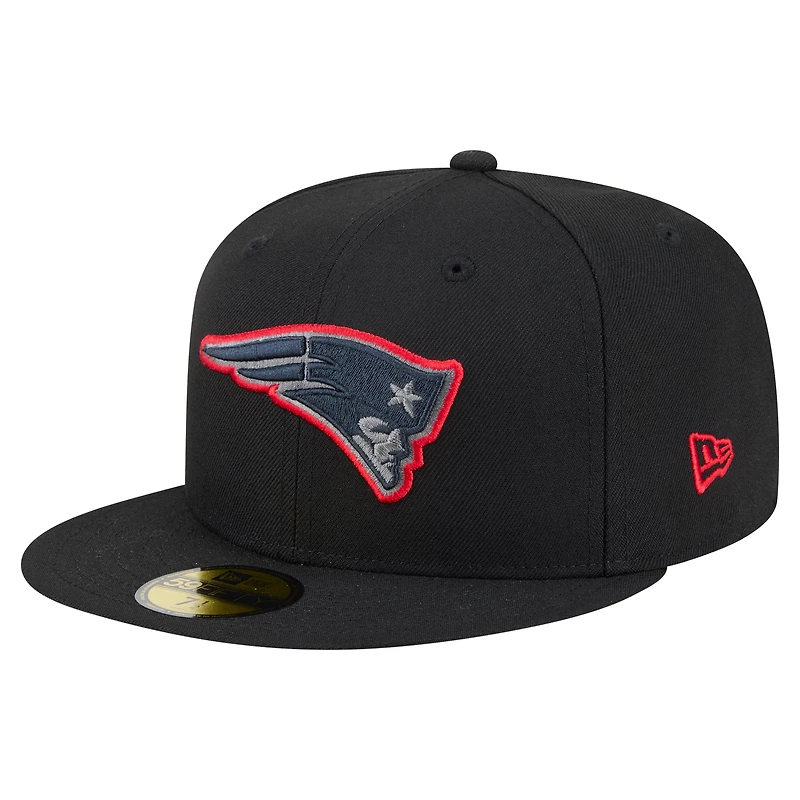 Casquette ajustée New Era 59FIFTY pour homme, noire, England Patriots, color pop