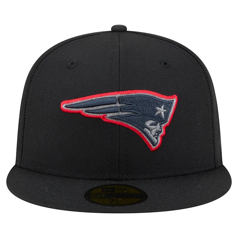 Casquette ajustée New Era 59FIFTY pour homme, noire, England Patriots, color pop