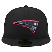 Casquette ajustée New Era 59FIFTY pour homme, noire, England Patriots, color pop