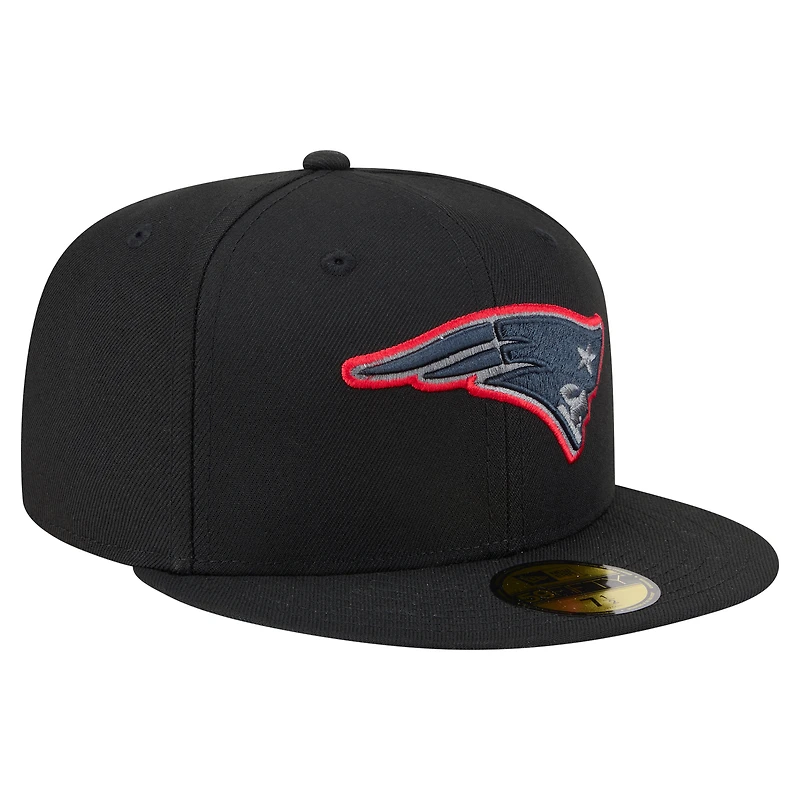 Casquette ajustée New Era 59FIFTY pour homme, noire, England Patriots, color pop