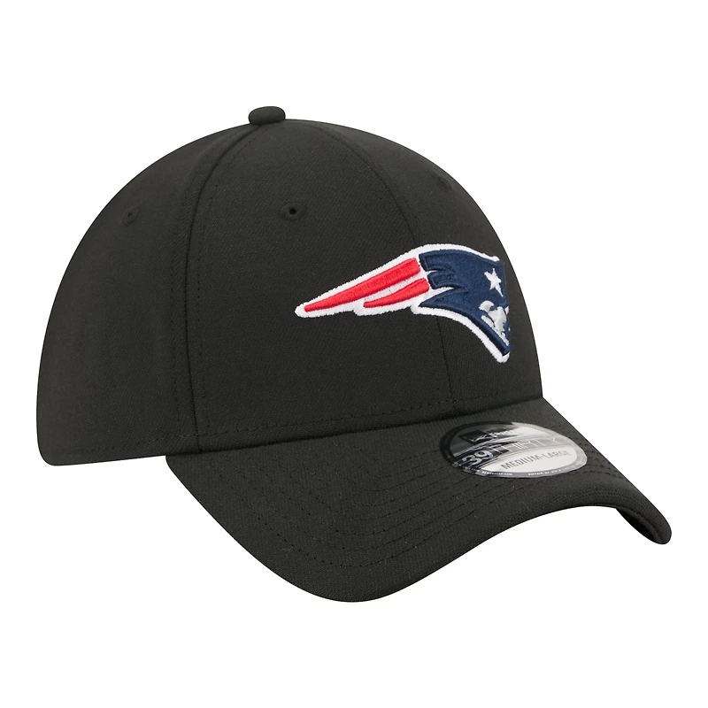 Casquette New Era noire pour homme England Patriots Core Team 39THIRTY Flex