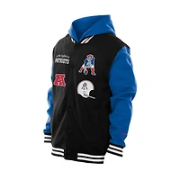 Veste à capuche en polaire boutons-pression New Era noire England Patriots pour homme