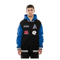 Veste à capuche en polaire boutons-pression New Era noire England Patriots pour homme