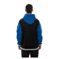 Veste à capuche en polaire boutons-pression New Era noire England Patriots pour homme