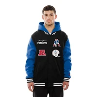 Veste à capuche en polaire boutons-pression New Era noire England Patriots pour homme
