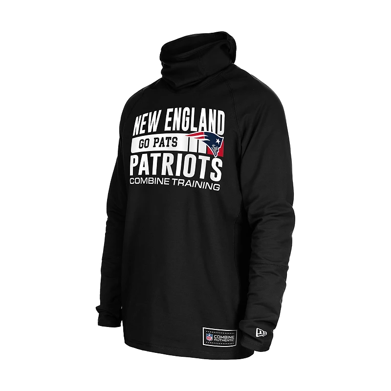 Sweat à capuche fonctionnel noir New Era England Patriots Fandom Balaclava pour homme avec rayures tri-blend