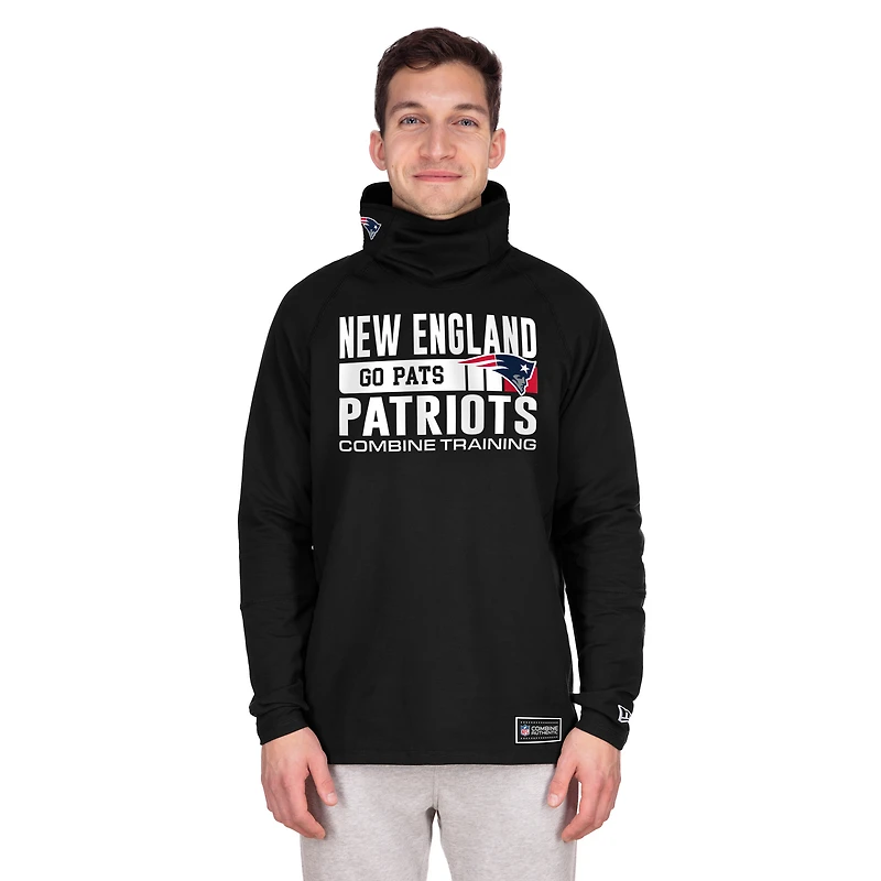 Sweat à capuche fonctionnel noir New Era England Patriots Fandom Balaclava pour homme avec rayures tri-blend