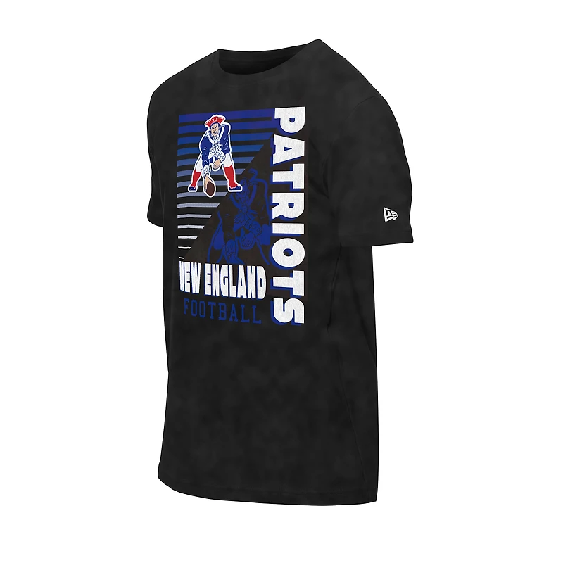 Men's New Era Black England Patriots Retro Logo Enzyme Washed Oversized T-Shirt