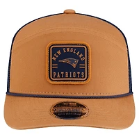 Men's New Era  Brown/Navy New England Patriots Team Patch Split Panel 9SEVENTY Adjustable Trucker Hat