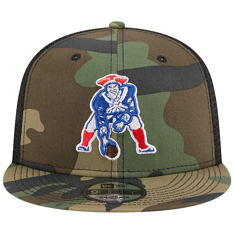 Casquette New Era Camo New England Patriots Throwback Main Trucker 9FIFTY Snapback pour homme