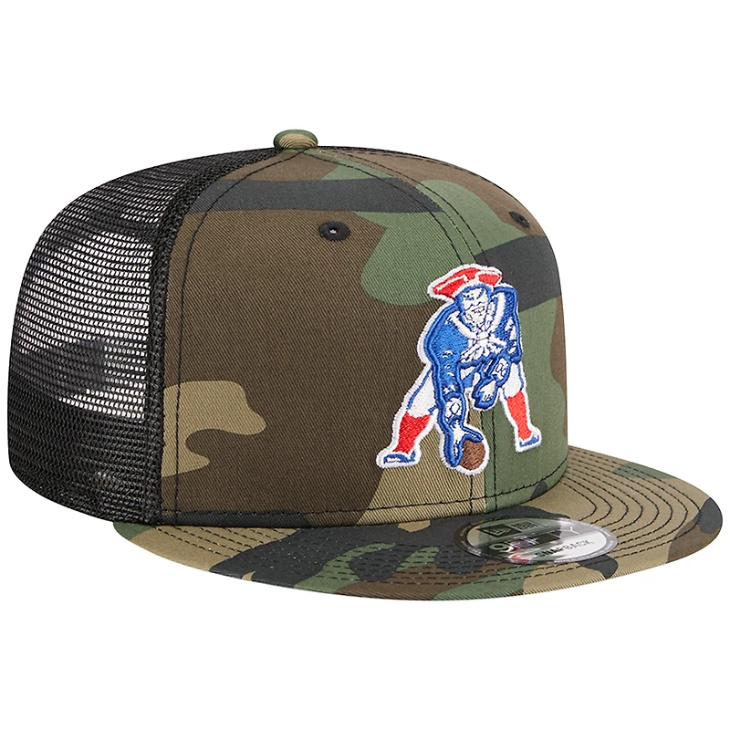 Casquette New Era Camo New England Patriots Throwback Main Trucker 9FIFTY Snapback pour homme