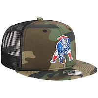 Casquette New Era Camo New England Patriots Throwback Main Trucker 9FIFTY Snapback pour homme