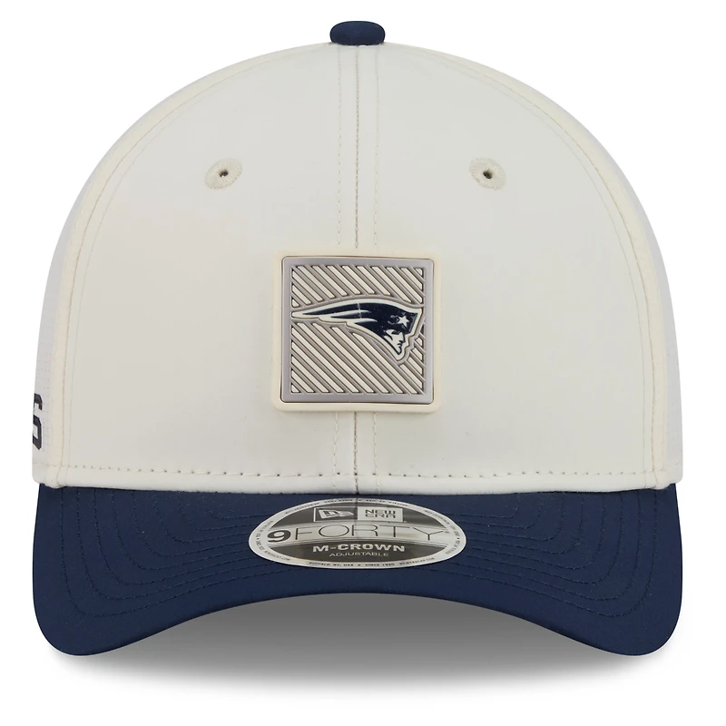 Men's New Era Cream/Navy New England Patriots 2026 NFL Training Camp 9FORTY Adjustable Hat