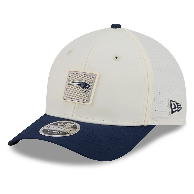 Men's New Era Cream/Navy New England Patriots 2026 NFL Training Camp 9FORTY Adjustable Hat