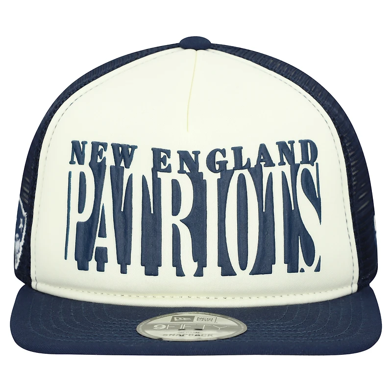 Casquette New Era 9FIFTY Snapback à découpes New England Patriots crème/bleu marine pour homme