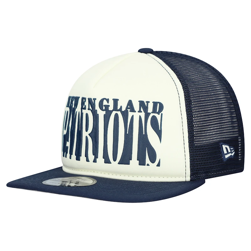 Casquette New Era 9FIFTY Snapback à découpes New England Patriots crème/bleu marine pour homme