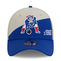 Casquette Flex Line Historic 39THIRTY Sideline New Era pour homme, crème/royal England Patriots 2023