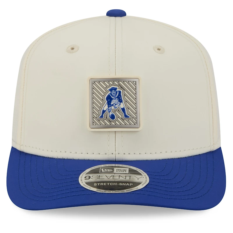 Men's New Era Cream/Royal New England Patriots 2026 NFL Training Camp 9SEVENTY Adjustable Hat