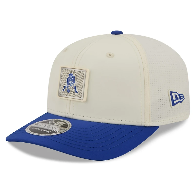 Men's New Era Cream/Royal New England Patriots 2026 NFL Training Camp 9SEVENTY Adjustable Hat