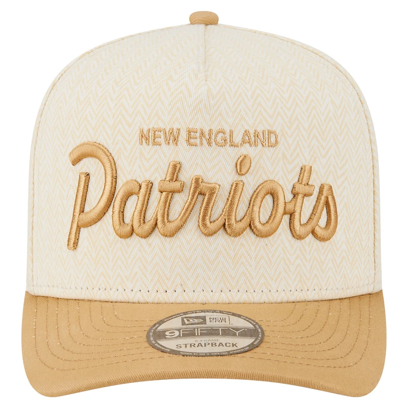 Men's New Era Cream New England Patriots Herringbone 9FIFTY A-Frame Snapback Hat