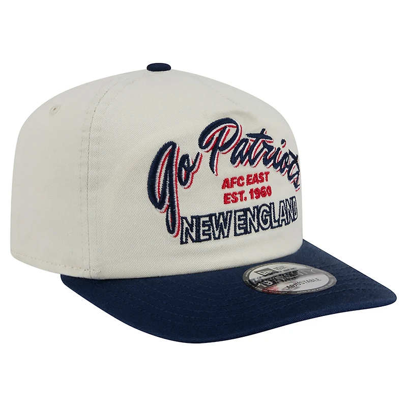 Men's New Era Cream New England Patriots Script 19TWENTY Adjustable Hat
