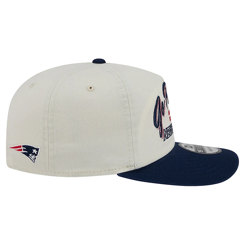 Men's New Era Cream New England Patriots Script 19TWENTY Adjustable Hat
