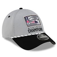 Men's New Era Gray/Black New England Patriots 2025 AFC East Division Champions Locker Room Trophy Collection 9FORTY Adjustable Hat