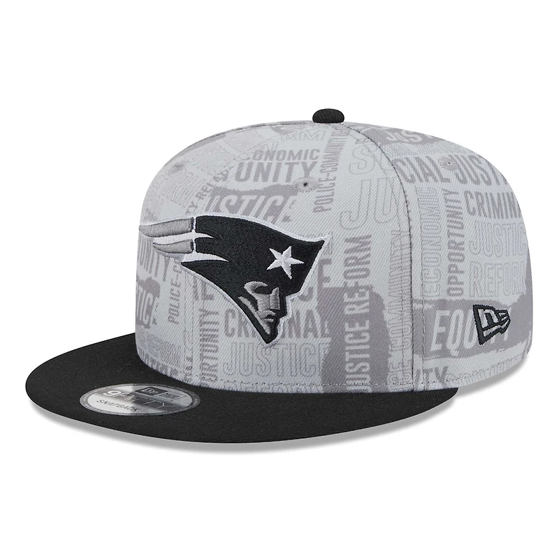 Men's New Era Gray/Black New England Patriots Inspire Change 9FIFTY Snapback Hat