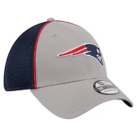 Casquette flexible 39THIRTY New England Patriots Pipe Era pour hommes, gris/bleu marine