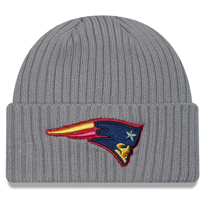 Men's New Era Gray New England Patriots Color Pack Cuffed Knit Hat