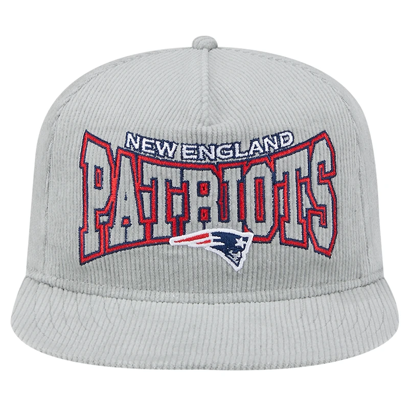 Casquette de golf ajustable en velours côtelé New England Patriots grise New Era pour homme