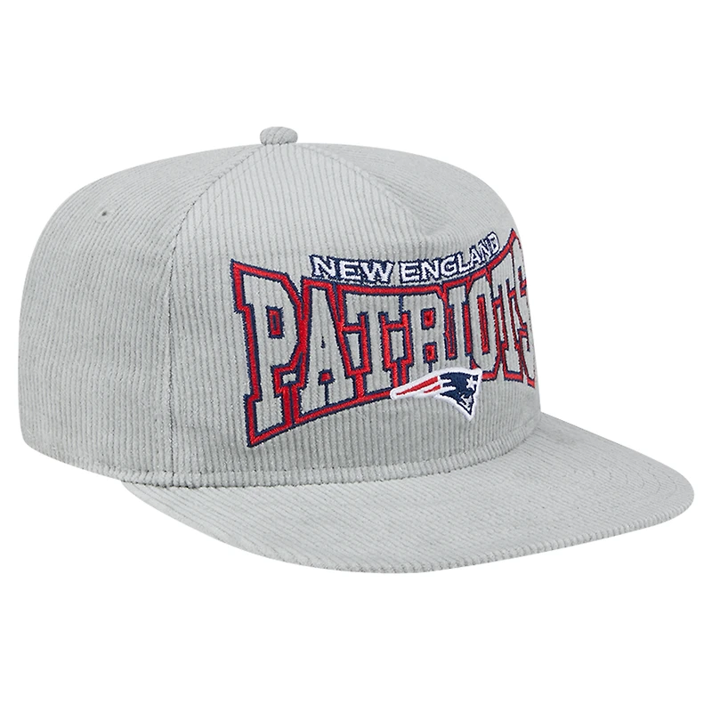 Men's New Era Gray New England Patriots Throwback Corded Golfer Snapback Hat