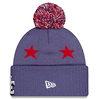 Bonnet en tricot à revers et pompon pour homme New Era Meadow Blue New England Patriots Collection 2025 Rivalries