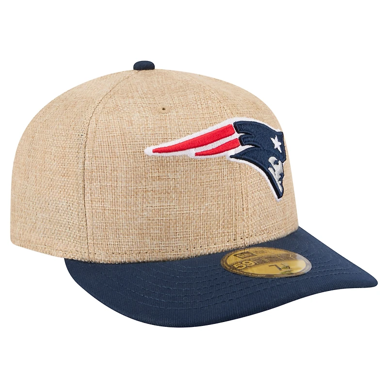 Men's New Era  Natural/Navy England Patriots Pre-Curved Twine 59FIFTY Fitted Hat
